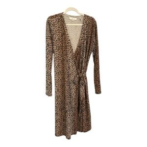 Leopard Print Wrap Dress - Brown/Cream Lark & Ro